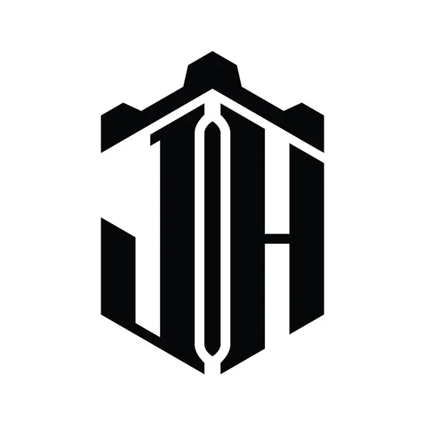 Letter Logo Monogram Altıgen Şekli Crown Castle Geometrik Biçim Tasarım — Stok fotoğraf