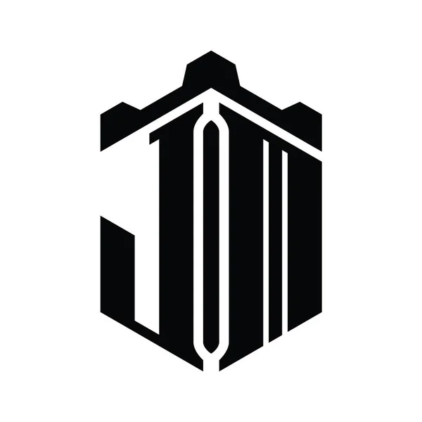 Letter Logo Μονόγραμμα Εξάγωνο Σχήμα Στέμμα Κάστρο Γεωμετρικό Στυλ Πρότυπο — Φωτογραφία Αρχείου