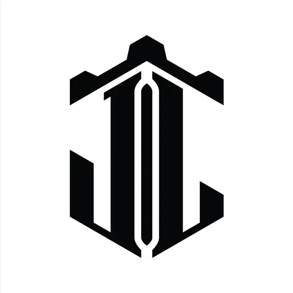 Taç Kale Geometrik Biçim Tasarım Şablonu Ile Letter Logo Monogram — Stok fotoğraf