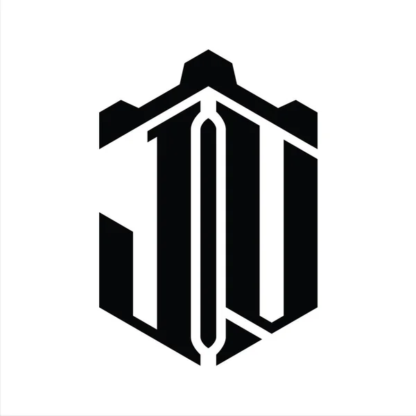 Логотип Шестиугольник Геометрическим Дизайном Замка — стоковое фото