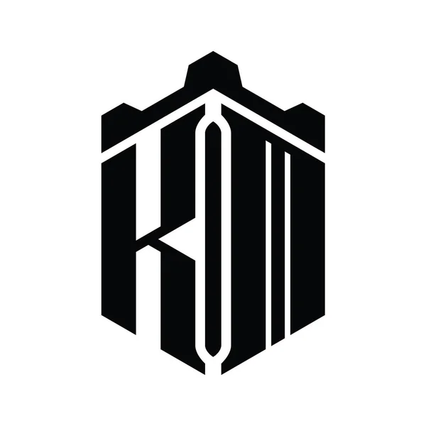 Lettera Logo Monogramma Forma Esagonale Con Corona Castello Modello Design — Foto Stock