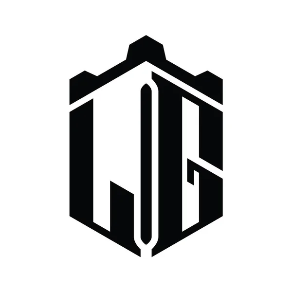 Letter Logo Monogram Hatszög Alakú Korona Kastély Geometriai Stílus Design — Stock Fotó