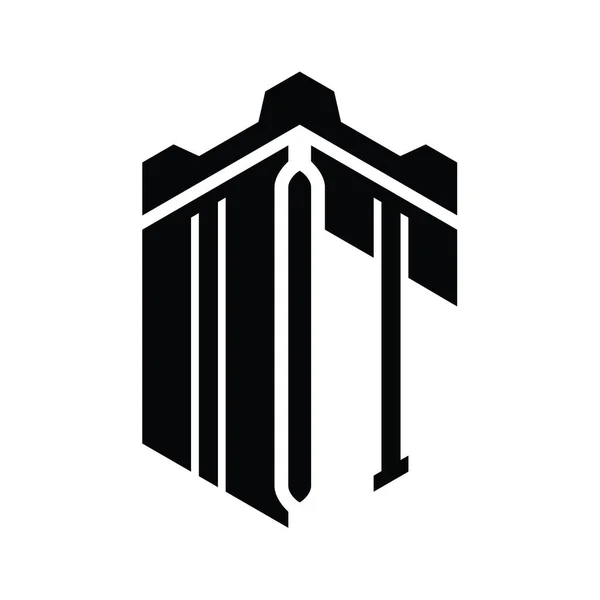Taçlı Kale Geometrik Stil Tasarım Şablonu Ile Letter Logo Monogram — Stok fotoğraf