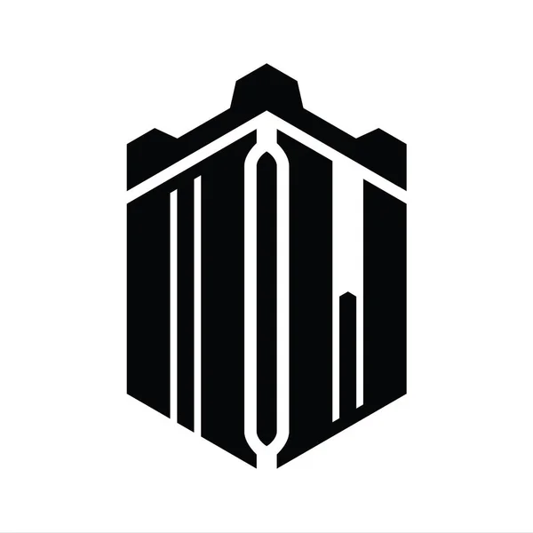 Harf Logosu Monogram Altıgen Şekli Ile Crown Castle Geometrik Biçim — Stok fotoğraf