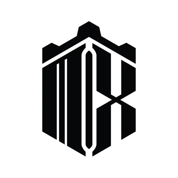 Carta Logo Monograma Forma Hexágono Con Plantilla Diseño Estilo Geométrico — Foto de Stock