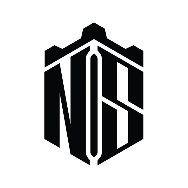 List Logo Monogram Kształt Sześciokąta Korony Zamek Geometryczny Styl Szablon — Zdjęcie stockowe