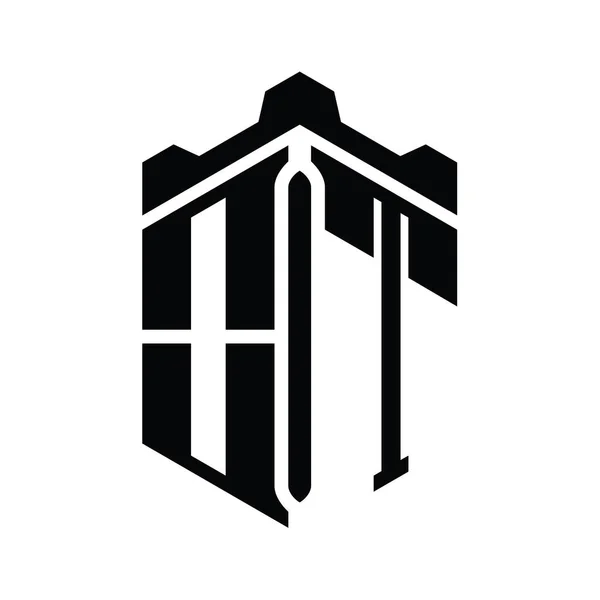 Логотип Шестиугольника Геометрическим Дизайном Замка Короны — стоковое фото