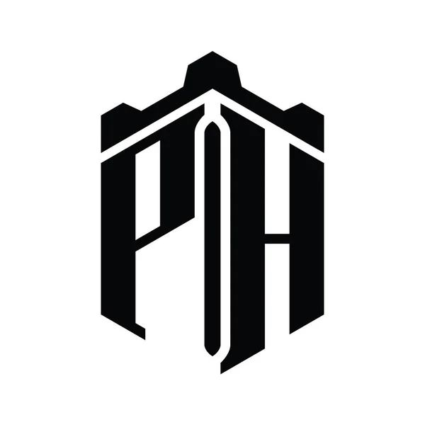Harfi Logo Monogram Altıgen Şekilli Crown Castle Geometrik Biçim Tasarım — Stok fotoğraf