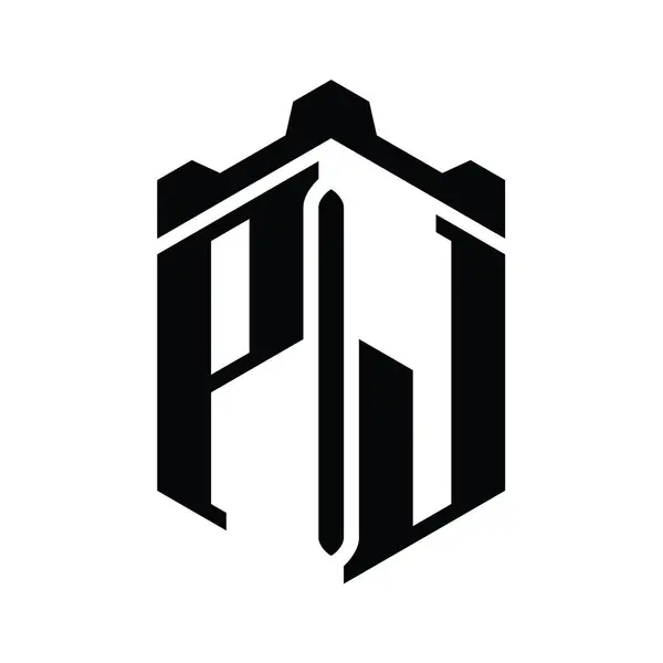 Carta Logo Monograma Hexágono Forma Con Plantilla Diseño Estilo Geométrico —  Fotos de Stock