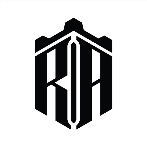 List Logo Monogram Sześciokąt Kształt Korony Zamek Geometryczny Styl Szablon — Zdjęcie stockowe