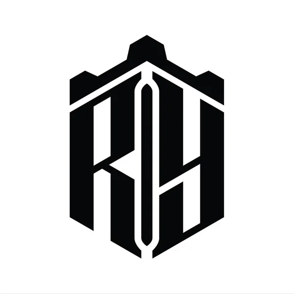Crown Castle Geometrik Stil Tasarım Şablonuyla Harfi Monogram Altıgen Şekli — Stok fotoğraf