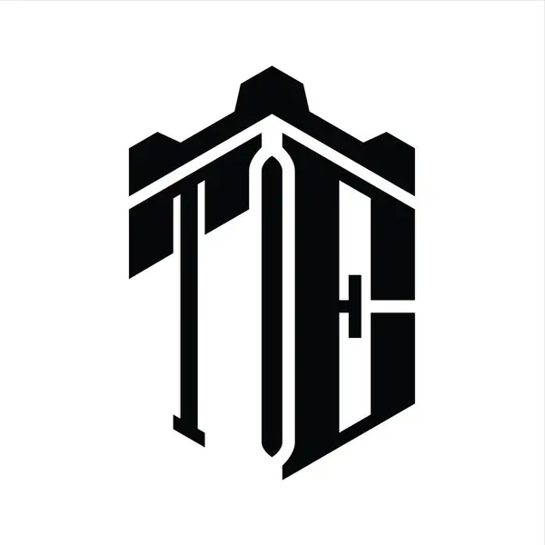 Teレターロゴモノグラム六角形 クラウンキャッスルジオメトリックスタイルデザインテンプレート — ストック写真