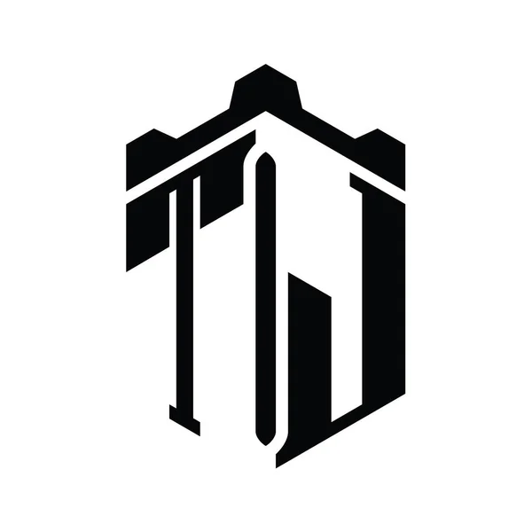 Letter Logo Monogram Šestiúhelník Tvar Korunou Zámek Geometrický Styl Design — Stock fotografie