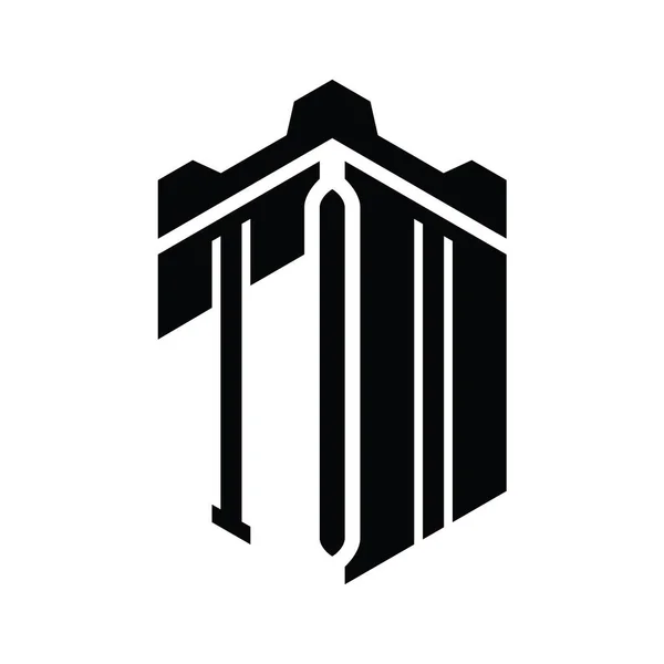 Tmレターロゴモノグラム六角形 クラウンキャッスルジオメトリックスタイルデザインテンプレート — ストック写真