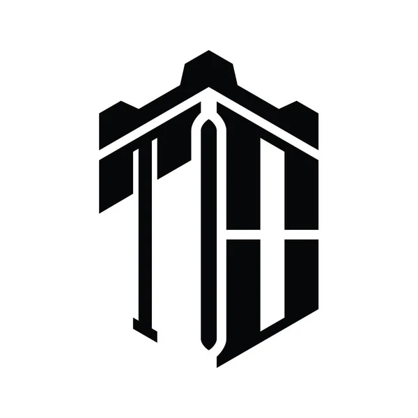 Letter Logo Monogram Altıgen Şekli Ile Crown Castle Geometrik Biçim — Stok fotoğraf