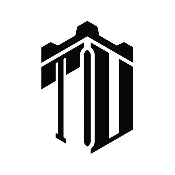 List Logo Monogram Kształt Sześciokąta Korony Zamek Geometryczny Styl Szablon — Zdjęcie stockowe