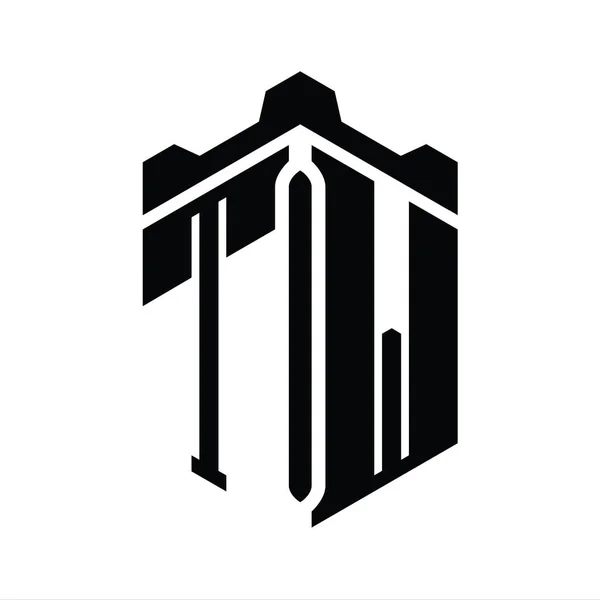 Twレターロゴモノグラム六角形 クラウンキャッスルジオメトリックスタイルデザインテンプレート — ストック写真