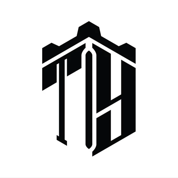 Letter Логотип Монограма Шестикутника Шаблоном Геометричного Стилю Коронного Замку — стокове фото