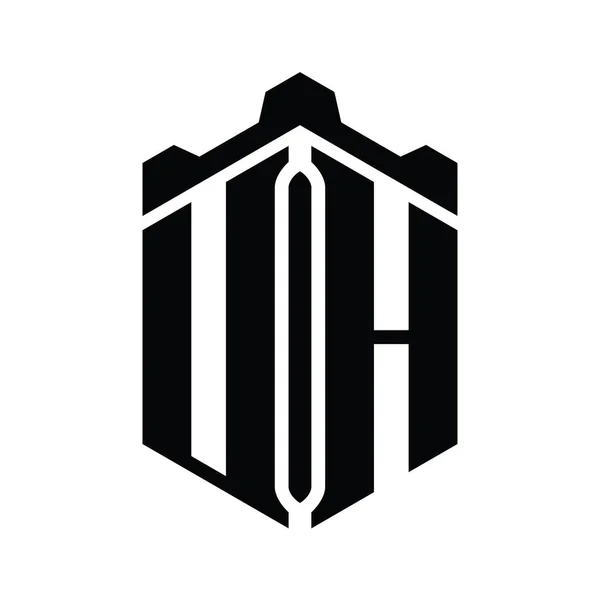 Логотип Буквы Шестиугольник Геометрическим Дизайном Замка — стоковое фото