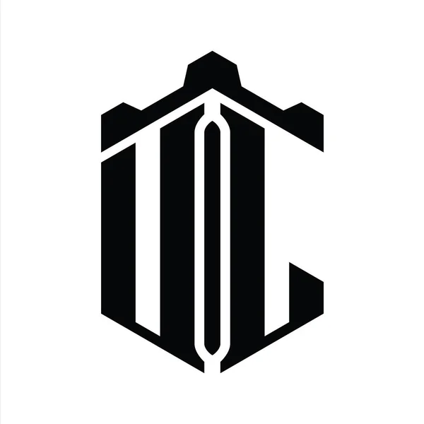 Taç Kale Geometrik Biçim Tasarım Şablonu Ile Harf Logosu Monogram — Stok fotoğraf