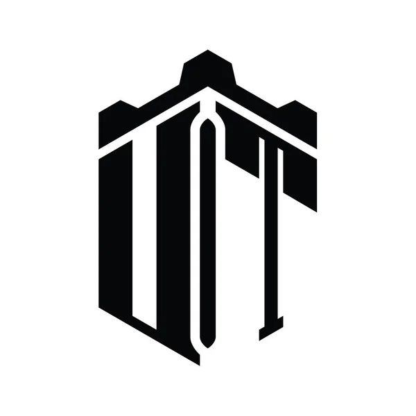 Letter Logo Monogram Hatszög Alakú Korona Kastély Geometrikus Stílusú Design — Stock Fotó