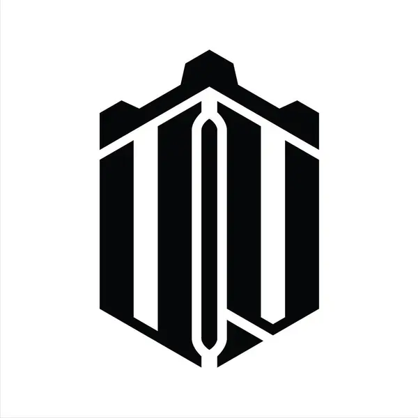 Letter Logo Monogram Hexagon Form Med Krona Slott Geometrisk Stil — Stockfoto