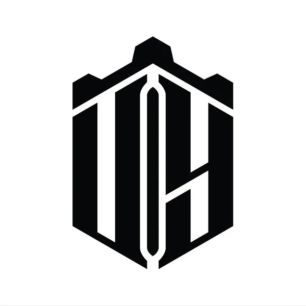 Корейська Літера Логотип Монограма Шестикутника Шаблоном Геометричного Стилю Коронного Замку — стокове фото