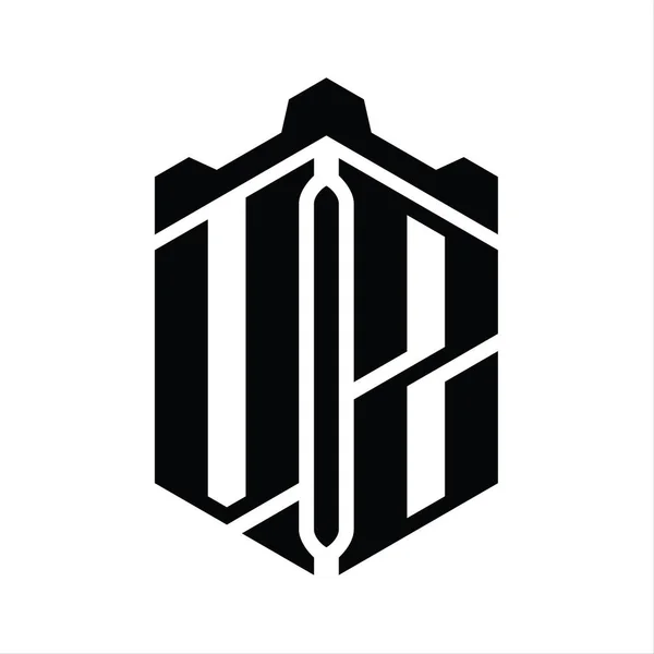 Літера Логотип Монограма Шестикутника Шаблоном Геометричного Дизайну Замку — стокове фото
