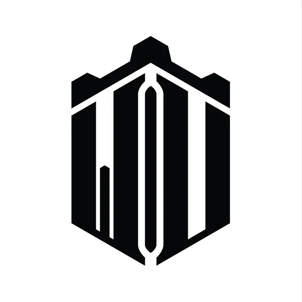 Letter Logo Monogram Altıgen Şekli Crown Kale Geometrik Biçim Tasarım — Stok fotoğraf