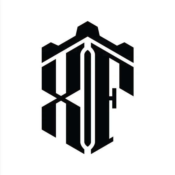 Harfi Logo Monogram Altıgen Şekli Crown Kalesi Geometrik Biçim Tasarım — Stok fotoğraf