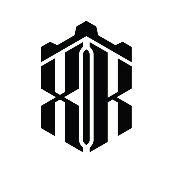 Xk字母标志六边形六边形与冠城堡几何风格设计模板 — 图库照片