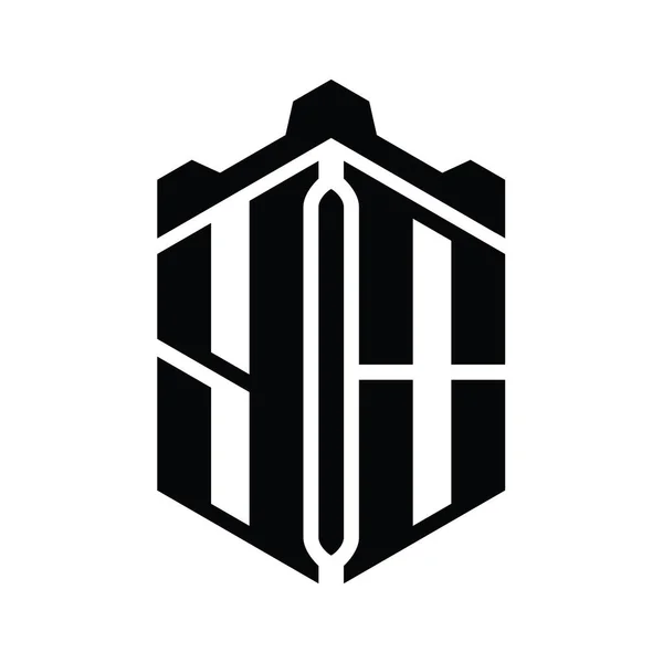 Taç Kale Geometrik Stil Tasarım Şablonu Ile Harfi Logo Monogram — Stok fotoğraf