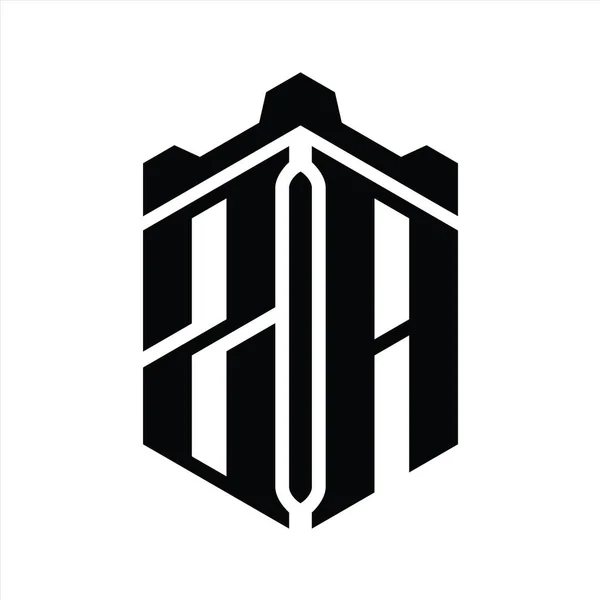 Harfi Logo Monogram Altıgen Şekilli Crown Kalesi Geometrik Biçim Tasarım — Stok fotoğraf