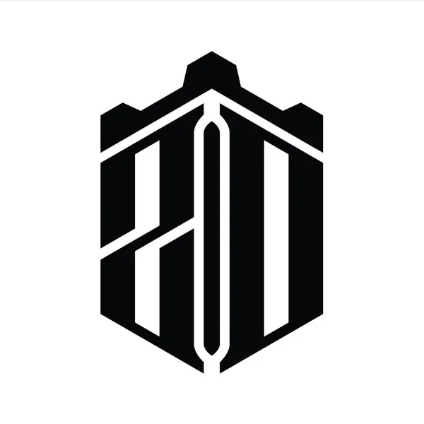 Carta Logo Monograma Hexágono Forma Con Plantilla Diseño Estilo Geométrico —  Fotos de Stock