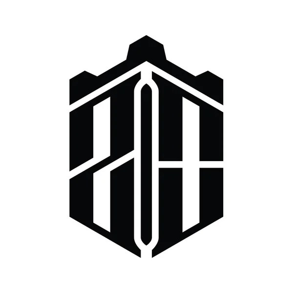 Zo字母标志六边形六边形与冠城堡几何风格设计模板 — 图库照片