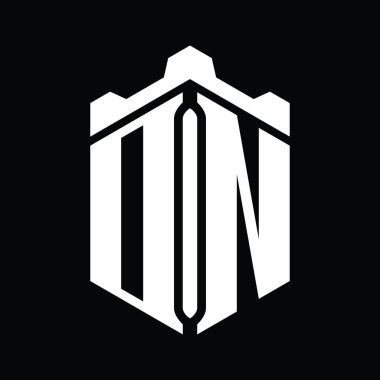 DN Harf Logosu monogram altıgen şekli Crown Castle geometrik biçim tasarım şablonu