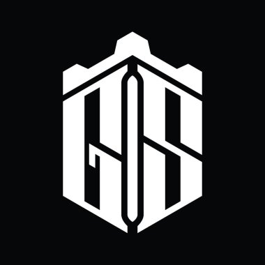 GS Harfi Logo monogram altıgen şekli Crown kalesi geometrik biçim tasarım şablonu