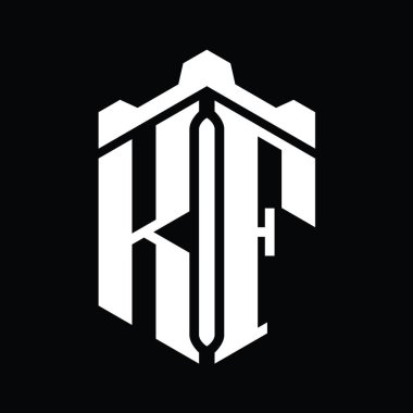 Crown Castle geometrik biçim tasarım şablonu ile KF Harfi Logo monogram altıgen şekli