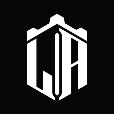 LA Harfi Logo monogram altıgen şekilli Crown Castle geometrik stil tasarım şablonu