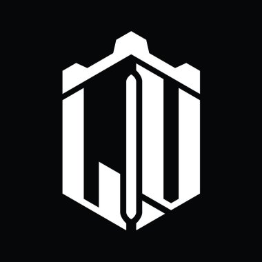 LV Harfi Logo monogram altıgen şekli Crown kalesi geometrik biçim tasarım şablonu