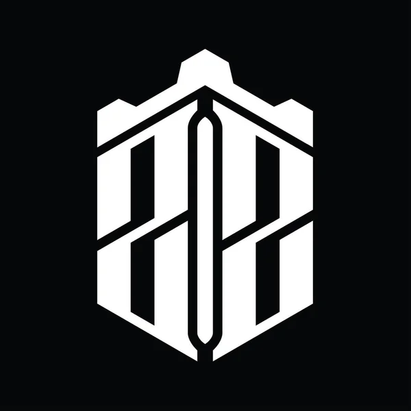 Carta Logo Monograma Forma Hexágono Com Castelo Coroa Modelo Design — Fotografia de Stock