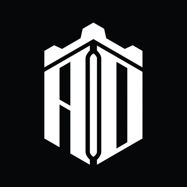 Betű Logo Monogram Hatszög Alakú Korona Vár Geometriai Stílus Design — Stock Fotó
