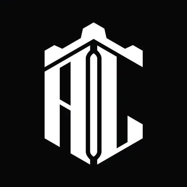 Harf Logosu Monogram Altıgen Şekli Crown Kalesi Geometrik Biçim Tasarım — Stok fotoğraf