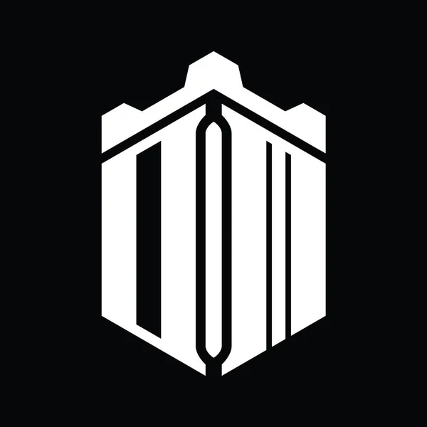 Letter Logo Monogram Bentuk Heksagon Dengan Mahkota Kastil Templat Desain — Stok Foto