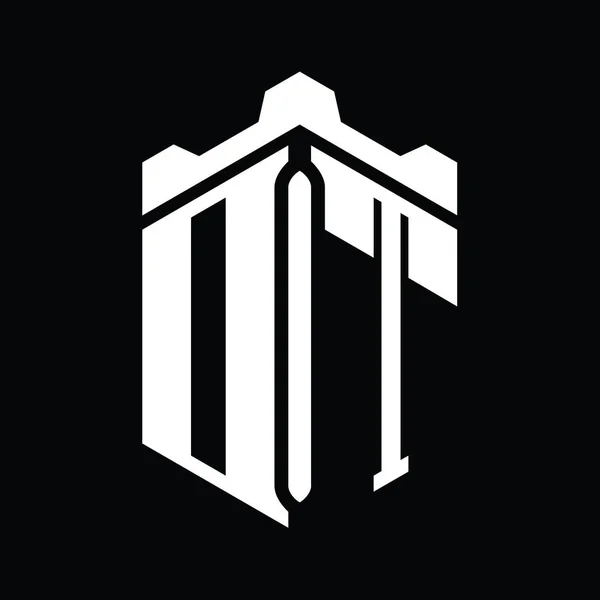 Letter Форма Логотипу Монограми Шестикутника Шаблоном Дизайну Геометричного Стилю Замку — стокове фото