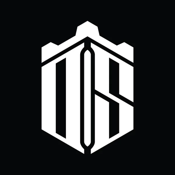 Letter Logo Monogram Altıgen Şekilli Crown Castle Geometrik Stil Tasarım — Stok fotoğraf