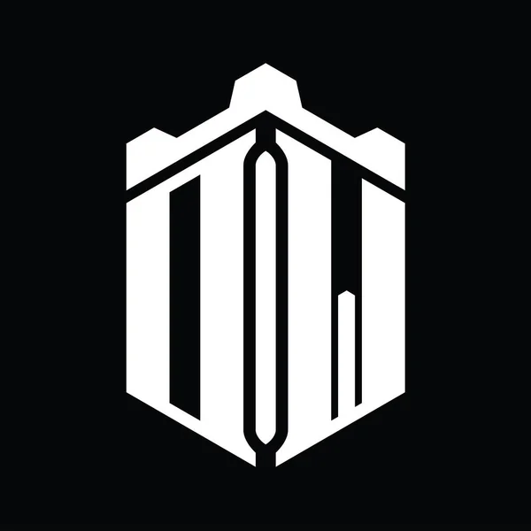 Буква Логотипа Шестиугольник Геометрическим Дизайном Замка — стоковое фото