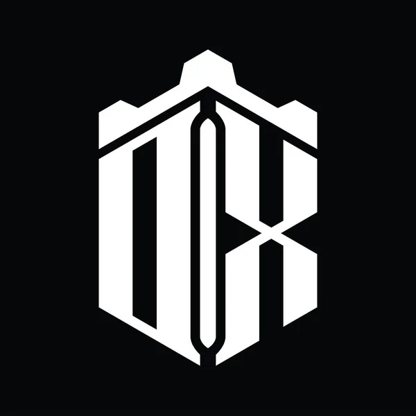 Letter Logo Monogram Šestiúhelník Tvar Korunou Zámek Geometrický Styl Design — Stock fotografie