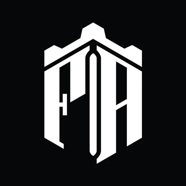 Літера Логотип Монограма Шестикутника Шаблоном Дизайну Коронного Замку — стокове фото