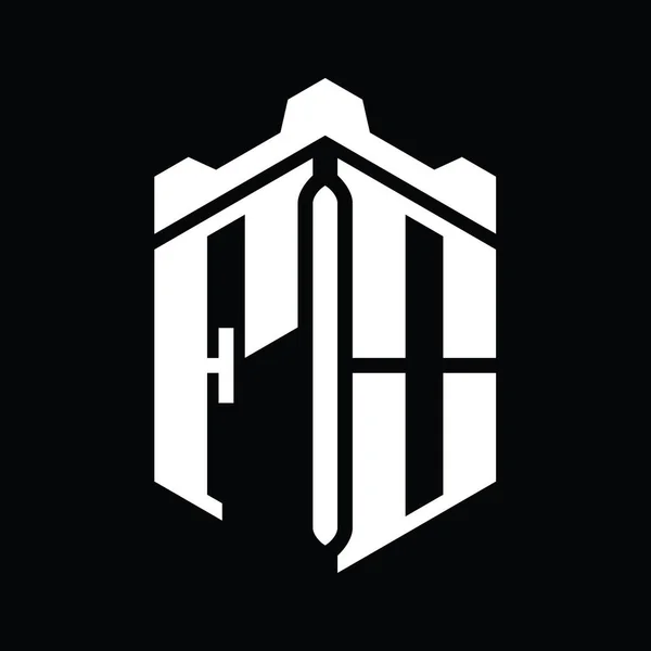 Літера Логотип Монограма Шестикутника Шаблоном Геометричного Стилю Коронного Замку — стокове фото